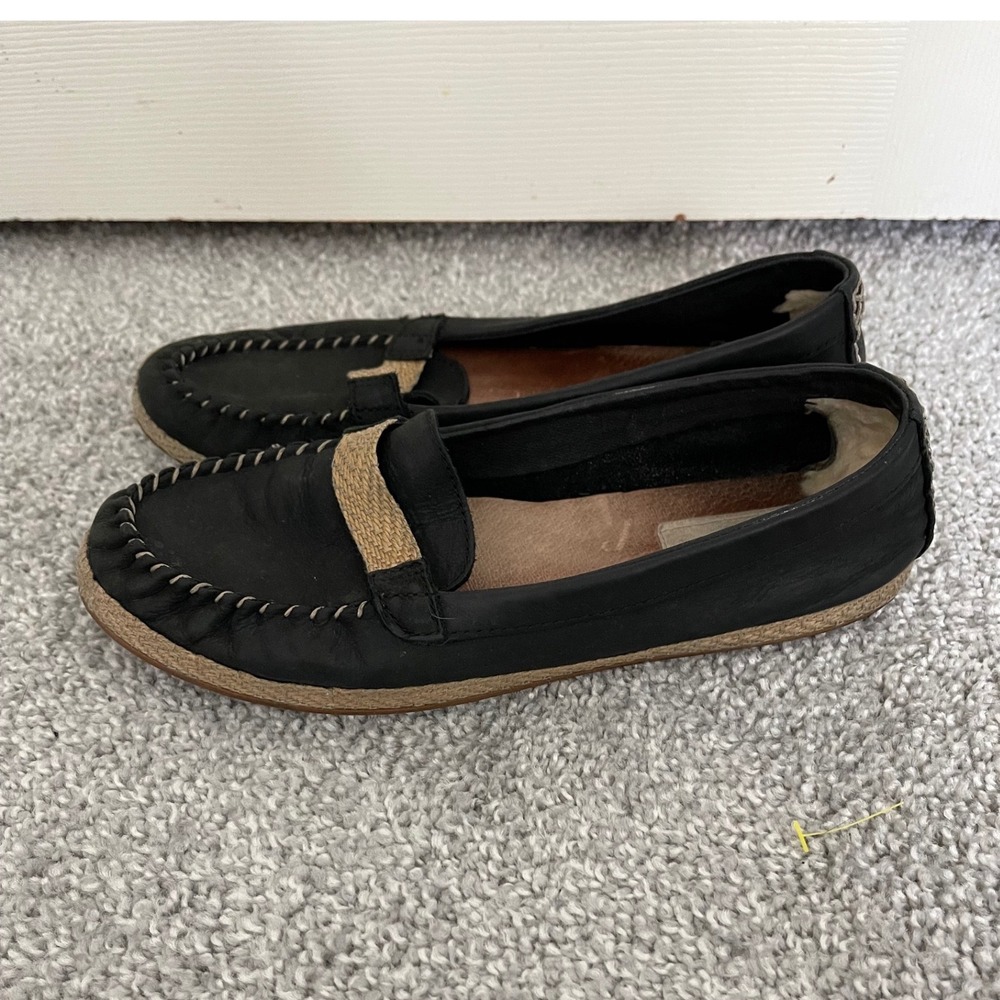UGG Australia Womens Sz 8‎ Rozie Black Moccasins Suede Espadrilles Loafers Shoes